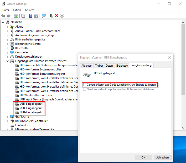 tastatur windows 10 energiesparen